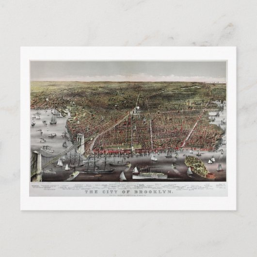 Carte Postale Empreinte Currier et Ives de Brooklyn, 1886 (Devant)