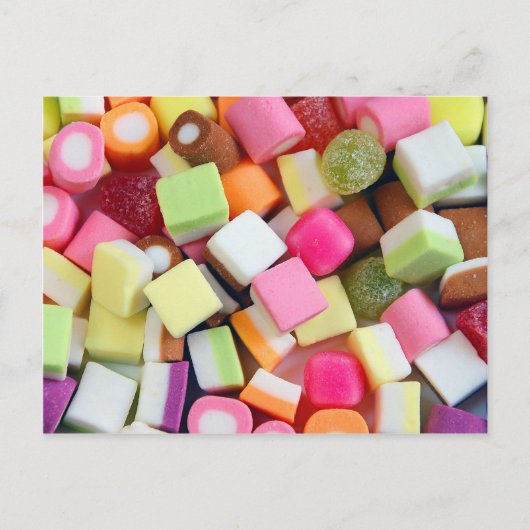 Carte Postale Empreinte de bonbons colorés (Devant)
