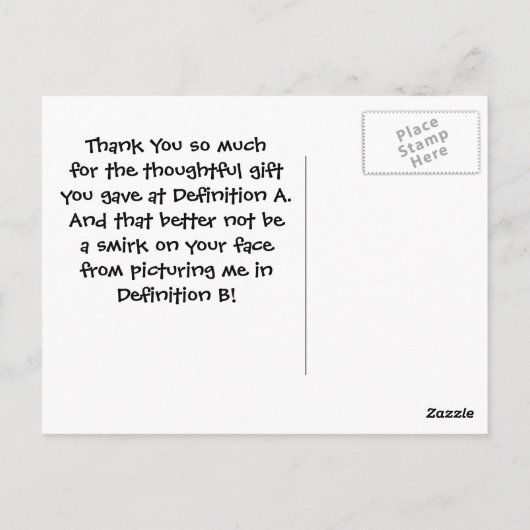 Carte Postale Empreinte de léopard à la mode de Merci drôle de (Dos)