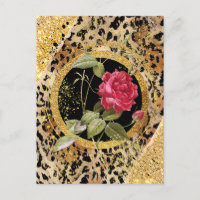 empreinte de léopard avec rose et parties scintill