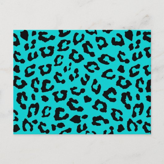 Carte Postale Empreinte de léopard bleu Aqua Turquoise Black Spo (Devant)