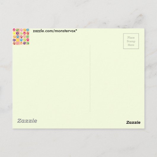 Carte postale Empreinte de patte (Dos)