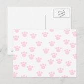 Carte Postale Empreinte de patte animal. Motif rose clair et bla (Devant / Derrière)