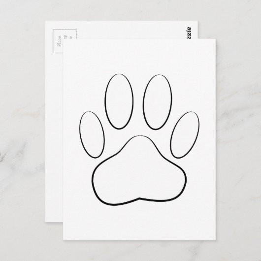 Carte Postale Empreinte de patte blanche (Devant / Derrière)