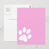 Carte Postale empreinte de patte d'animal rose (Devant / Derrière)