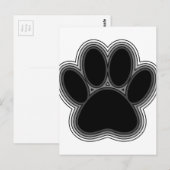 Carte Postale Empreinte de Patte de Chien avec Contours (Devant / Derrière)