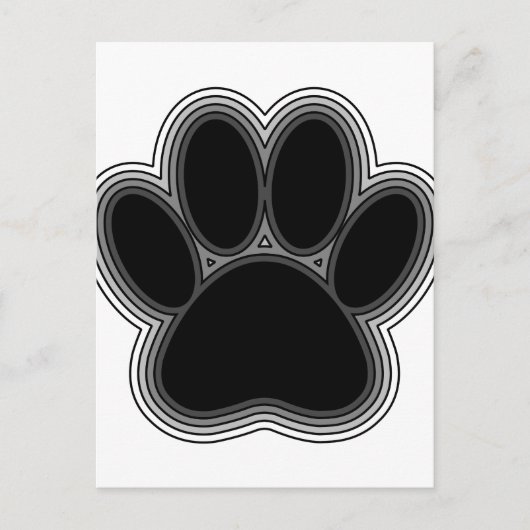 Carte Postale Empreinte de Patte de Chien avec Contours (Devant)