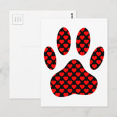 Carte Postale Empreinte de patte de chien avec les coeurs (Devant / Derrière)