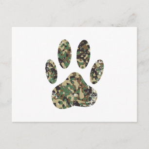 Carte Postale Empreinte de patte de chien Camo en détresse
