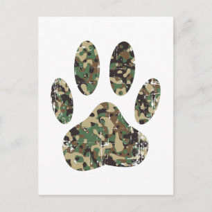 Carte Postale Empreinte de patte de chien Camo en détresse
