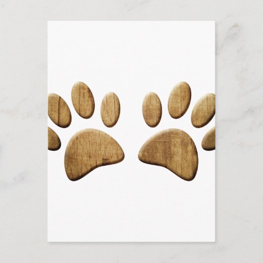 Carte Postale Empreinte de patte de chien de bois (Devant)