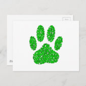 Carte Postale Empreinte de patte de chien de feuillage vert (Devant / Derrière)