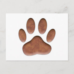 Carte Postale Empreinte de patte de chien de Texture en cuir