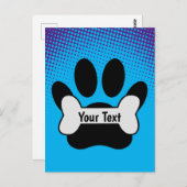 Carte Postale Empreinte de patte De Chien Et Dégradé D'Os (Devant / Derrière)