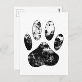 Carte Postale Empreinte de patte de chien gris noir et blanc (Devant / Derrière)