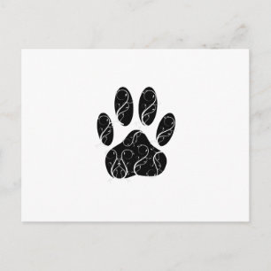 Carte Postale Empreinte de patte de chien noir avec fioritures b
