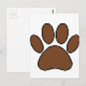 Carte Postale Empreinte de patte de chien Pixel (Devant / Derrière)