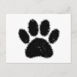Carte Postale Empreinte de patte De Chien Rough Et Distressed