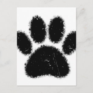 Carte Postale Empreinte de patte de chien rugueuse et en détress