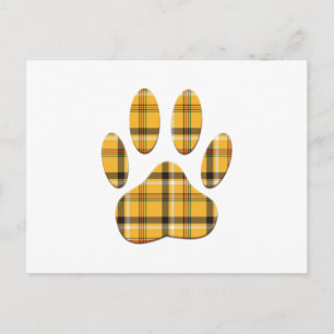 Carte Postale Empreinte de patte de chien Tartan