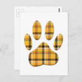 Carte Postale Empreinte de patte de chien Tartan (Devant / Derrière)