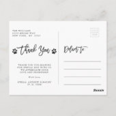 Carte postale Empreinte de patte Mariage Merci (Dos)