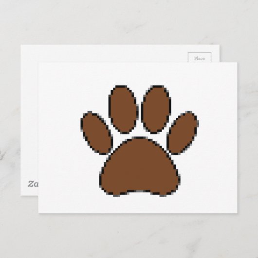 Carte Postale Empreinte de patte Pixel Dog (Devant / Derrière)