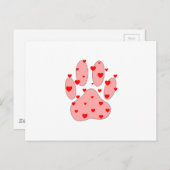 Carte Postale Empreinte de patte rose avec des cœurs (Devant / Derrière)