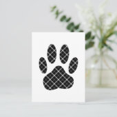 Carte Postale Empreinte de patte Tartan Noir Et Blanc (Debout devant)