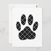Carte Postale Empreinte de patte Tartan Noir Et Blanc (Devant / Derrière)
