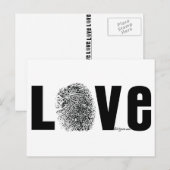 Carte Postale Empreinte digitale d'amour noire et blanche (Devant / Derrière)