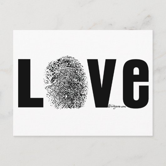 Carte Postale Empreinte digitale d'amour noire et blanche (Devant)