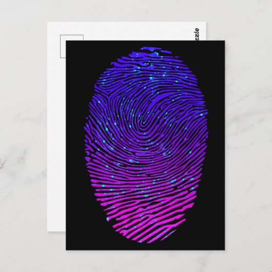 Carte Postale Empreinte digitale en néon esthétique Luminescent (Devant / Derrière)