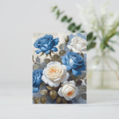 Carte Postale Empreinte florale bleu et blanc (Debout devant)