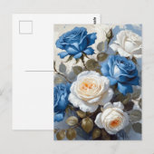 Carte Postale Empreinte florale bleu et blanc (Devant / Derrière)