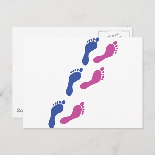 Carte Postale empreinte pied (Devant / Derrière)