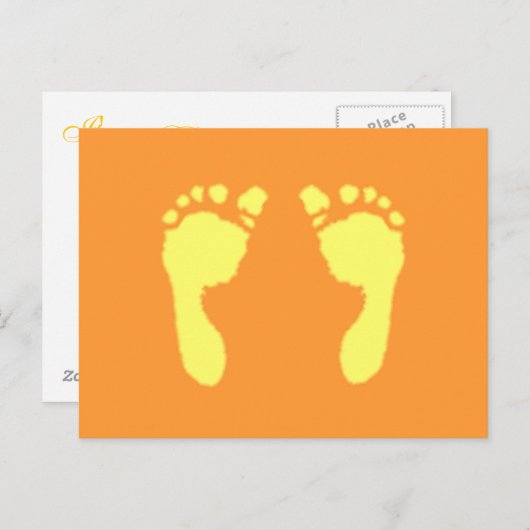 Carte Postale Empreintes bébé (Jaune) (Devant / Derrière)
