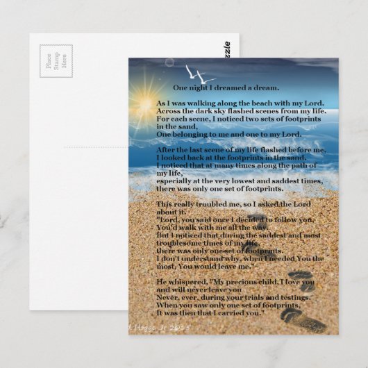 Carte Postale Empreintes dans le sable (Devant / Derrière)