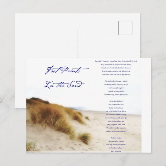 Carte Postale empreintes dans le sable (Devant / Derrière)