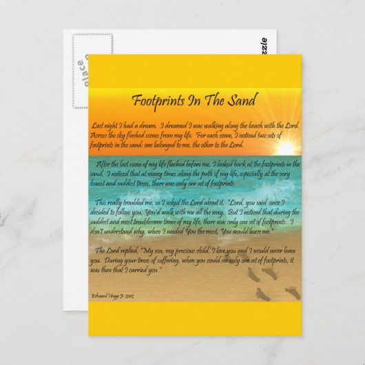 Carte Postale Empreintes dans le sable (Devant / Derrière)