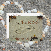 Carte Postale Empreintes dans le sable Le baiser Plage romantiqu