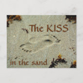 Carte Postale Empreintes dans le sable Le baiser Plage romantiqu (Devant)