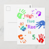 Carte Postale Empreintes de main d'anniversaire avec nom personn (Devant / Derrière)