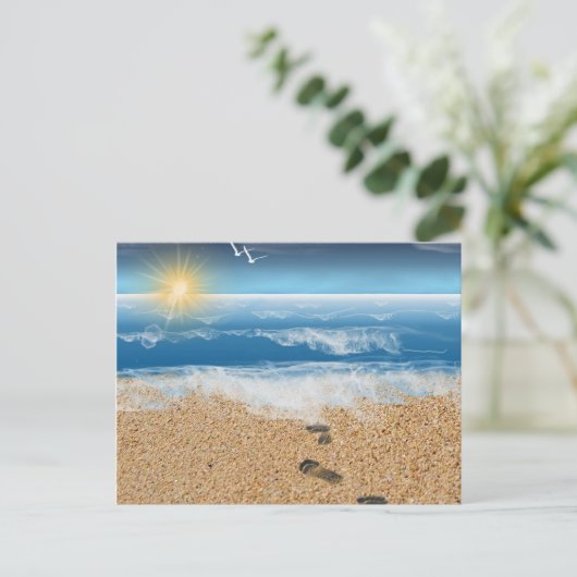 Carte Postale Empreintes de pas dans le sable (Debout devant)