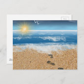 Carte Postale Empreintes de pas dans le sable (Devant / Derrière)