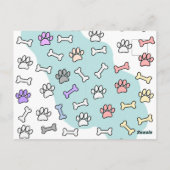Carte Postale Empreintes de pattes De Chien Et Motif D'Art Des O (Dos)