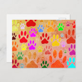 Carte Postale Empreintes de pattes de chiens sur Arrière - plan  (Devant / Derrière)