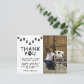 Carte Postale Empreintes de pattes noir et blanc Photo de remerc (Debout devant)