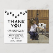 Carte Postale Empreintes de pattes noir et blanc Photo de remerc (Devant)