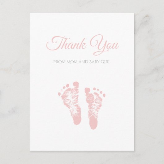 Carte Postale Empreintes roses simples en Baby shower de fille (Devant)